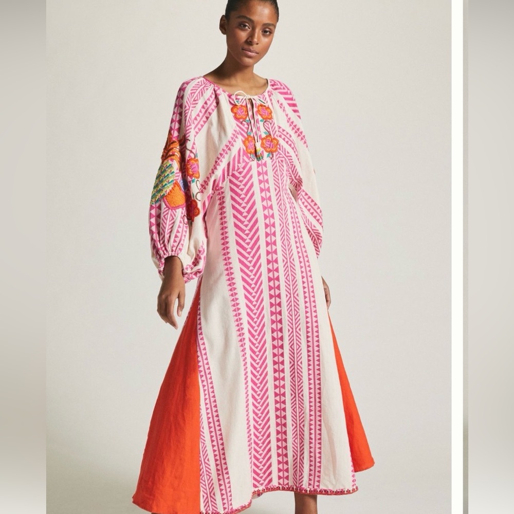 Embroidered and beaded FARM Rio gaucho dress